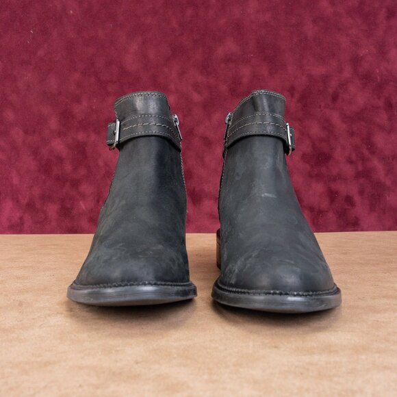 Clarks Women Maye Black Leather Strap Zip Ankle Boots sz 9.5US EUR41 - Picture 4 of 8